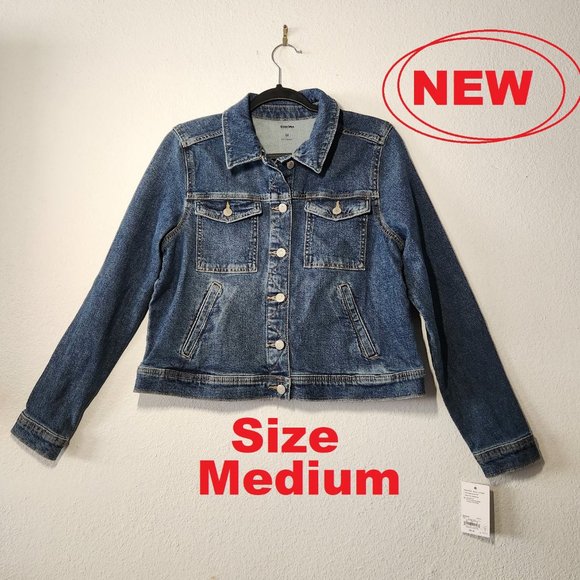 Sonoma Jackets & Blazers - New Women's Sonoma Crop Jean Jacket size Medium Long sleeves Denim New with tags